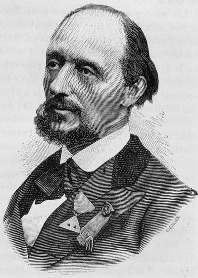 Portret van Jules Bergeret (1839 - 1905). Gravure uit het einde van de 19e eeuw in 