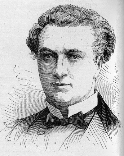 Portret van Jules Laroche, Franse komiek, lid van de Comédie Française van 1870 tot 1893. Gravure in 