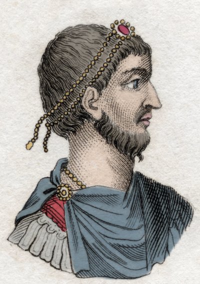Portret van Julianus de Afvallige (Flavius Claudius Julianus) (331-363), Romeinse keizer. Gravure uit de 19e eeuw door Unknown artist