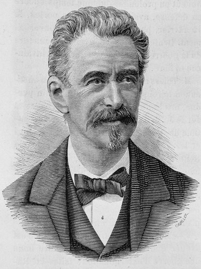 Portret van Keller. Gravure van het einde van de 19e eeuw in 