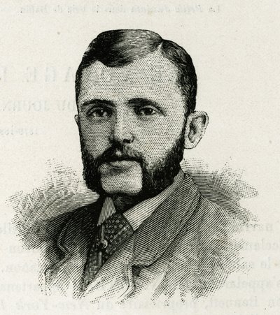 Portret van L. Newcomb, lid van de bemanning van La Jeannette, voor de missie naar de noordpool. Gravure ter illustratie van 