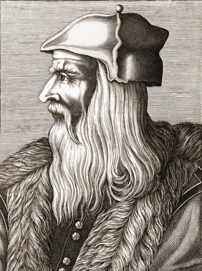Portret van Leonardo da Vinci (1452 - 1519) door Unknown artist