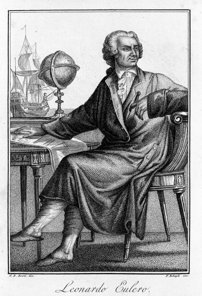 Portret van Leonhard Euler (1707 - 1783), Zwitsers wiskundige. door Unknown artist