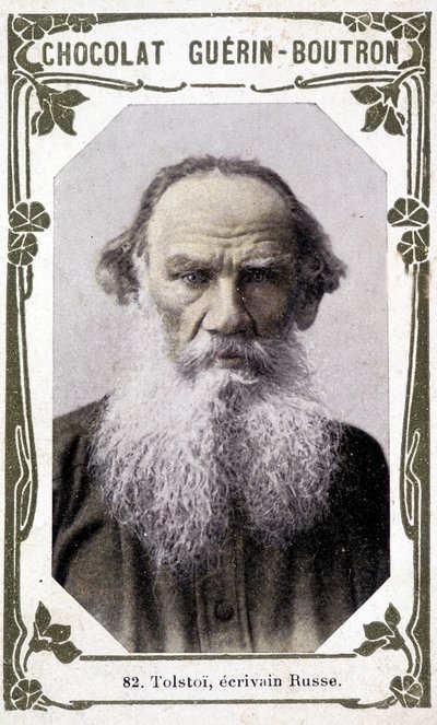 Portret van Lev Nikolayevich, Graaf Tolstoy (Leo Tolstoy), Russische schrijver (1828-1910). Vignet van de chocolades Guérin - Boutron door Unknown artist