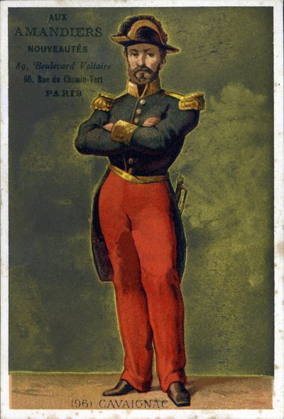 Portret van Louis-Eugène Cavaignac (1802 - 1857), Franse generaal en politicus. Chromolithografie van het einde van de 19e eeuw door Unknown artist