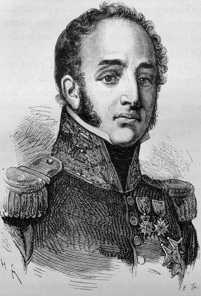 Portret van Louis Gabriel Suchet (1770-1826). Gravure van het einde van de 19e eeuw in 