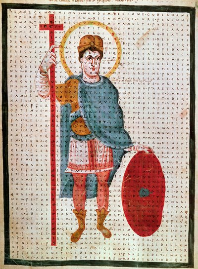 Portret van Lodewijk I de Vrome (778-840), koning van Frankrijk (miniatuur) in 