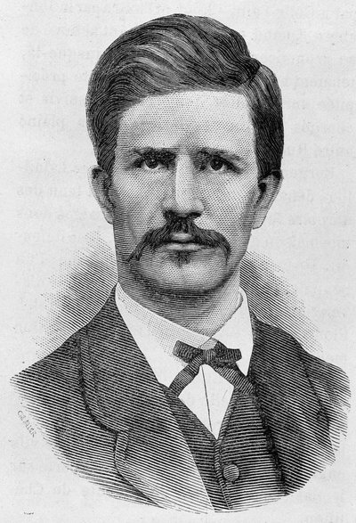 Portret van Louis Rossel (1844 - 1871). Gravure uit het einde van de 19e eeuw in 