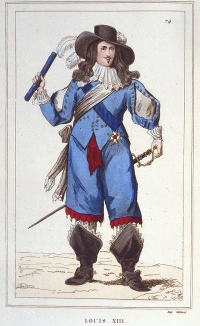 Portret van Lodewijk XIII (1601 - 1643), koning van Frankrijk gravure uit 1830 door Unknown artist