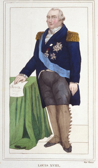 Portret van Lodewijk XVIII (1755 - 1824), Koning van Frankrijk gravure uit 1830. door Unknown artist