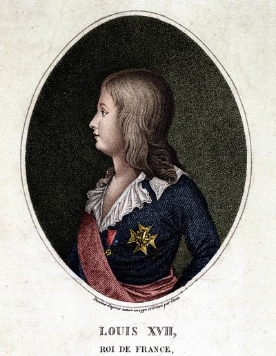 Portret van Lodewijk XVII, dauphin van Frankrijk - gravure van de 19e eeuw door Unknown artist