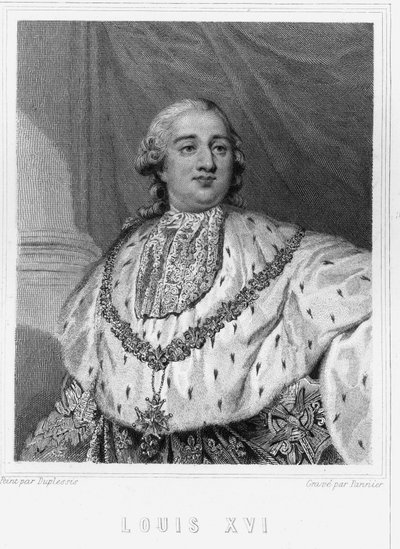 Portret van Lodewijk XVI, koning van Frankrijk - in "Histoire des Français" door Lavallée, gravure, sd door Unknown artist