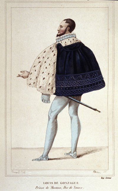 Portret van Louis de Gonzague, Hertog van Mantua, nu door zijn huwelijk in 1565 met Henriette de Cleves, de nieuwe Hertog van Nevers (gravure 1830) door Unknown artist