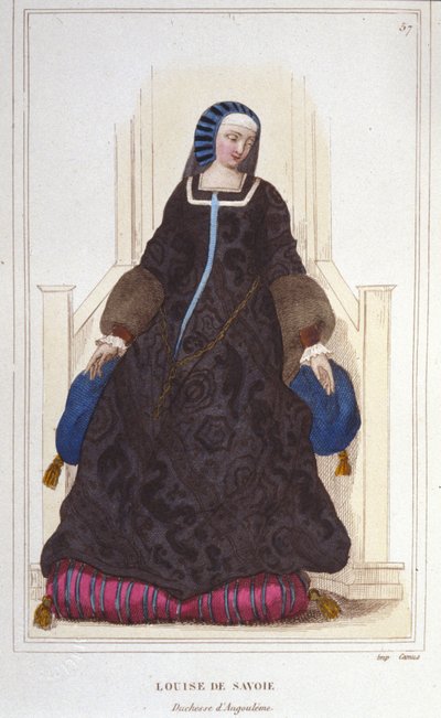 Portret van Louise de Savoie, Hertogin van Angoulême en moeder van François I (1476 - 1531). Gravure uit 1830 door Unknown artist