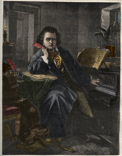 Portret van Ludwig van Beethoven (1770-1827), Duitse componist en pianist door Unknown artist