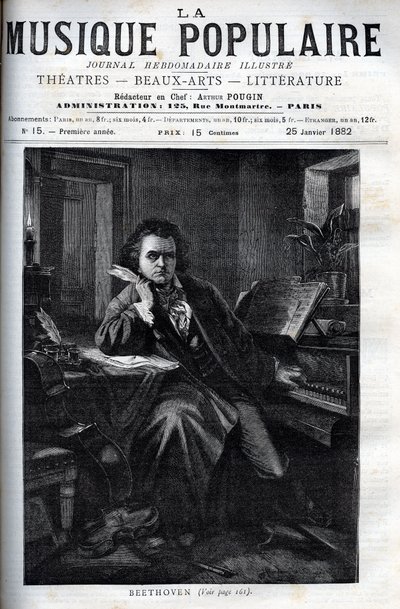 Portret van Ludwig van Beethoven (1770-1827), Duitse componist en pianist - gravure in 