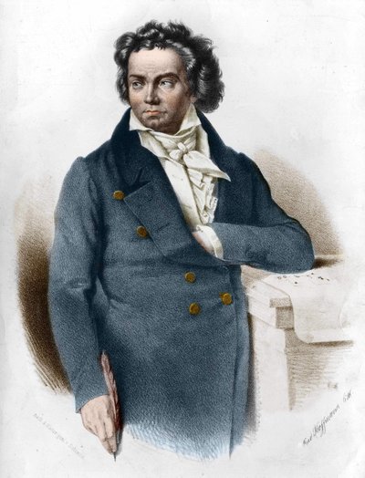 Portret van Ludwig van Beethoven (1770 - 1827) gravure van de 19e eeuw door Unknown artist