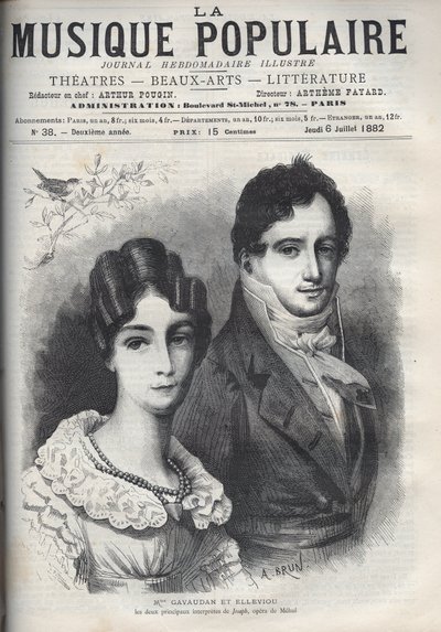 Portret van Madame Gavaudan en Elleviou. Alexandrine Marie Agathe Gavaudan Ducamel (1781-1850), en Jean Elleviou (1769-1842), Franse zanger, komiek en librettist, zijn de twee hoofdrolspelers van 