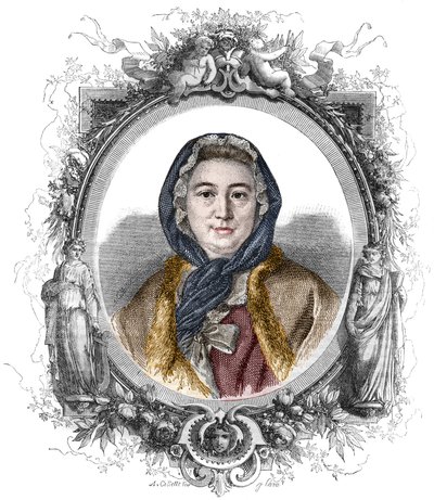 Portret van Madame Geoffrin, geboren Marie Therese Rodet (1699-1777) - Gravure uit 1858 door Unknown artist