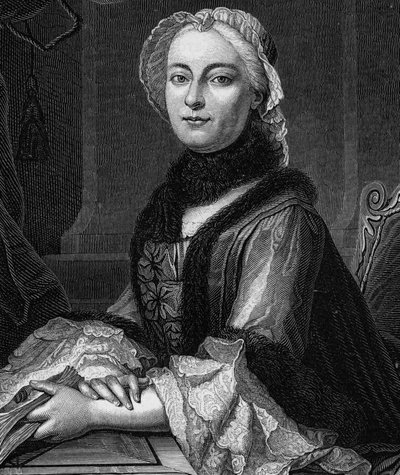 Portret van Madame Geoffrin, geboren Marie Therese (Marie-Therese) Rodet (1699-1777) - Gravure van 1862 in 