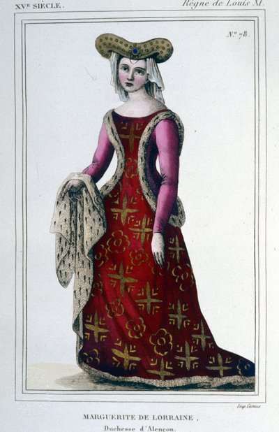 Portret van Marguerite van Lotharingen Vaudémont, hertogin van Alençon (1463 - 1521). door Unknown artist