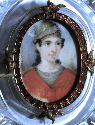Portret van Maria Garcia genaamd de Malibran, zangeres. Anonieme miniatuur uit de 19e eeuw. door Unknown artist