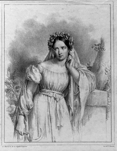 Portret van Maria Garcia genaamd de Malibran, zangeres in 