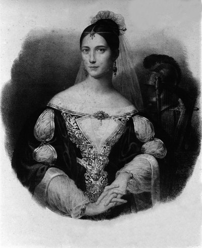 Portret van Maria Garcia bekend als de Malibran (1808-1836) zangeres. door Unknown artist