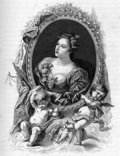 Portret van Marie-Madeleine (Marie Madeleine) de La Vieuville, gravin van Parabere (1693-1750) - Gravure uit 1862 in 