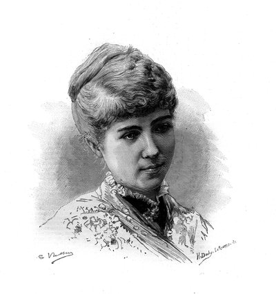 Portret van Marie Van Zandt (1858-1919) Franse zangeres van Nederlandse afkomst. Gravure in Le Monde illustrious 1883 door Unknown artist