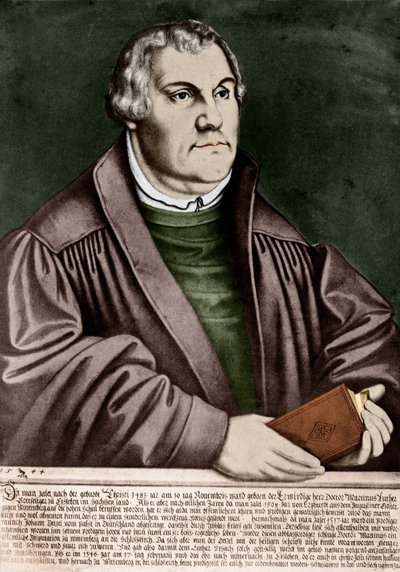 Portret van Martin Luther (1483-1546) - Gravure 1544. door Unknown artist