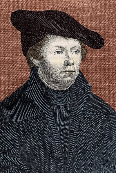 Portret van Maarten Luther, Duitse religieuze hervormer - gravure door Unknown artist