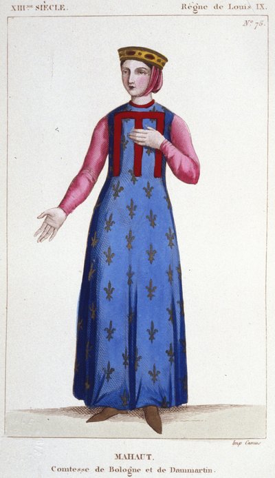 Portret van Mathilde de Dammartin (ca. 1202-1259) of Mahaut, gravin van Boulogne en Dammartin (Mathilde II) en d
