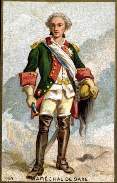 Portret van Maurits, Graaf van Saksen bekend als de Maarschalk van Saksen (1696-1750), Maarschalk van Frankrijk. Chromolithografie 19e eeuw. door Unknown artist
