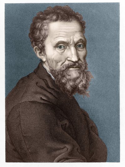 Portret van Michelangelo Buonarroti genaamd Michelangelo (Michelangelo of Michel Ange). door Unknown artist