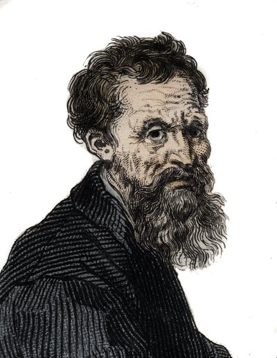Portret van Michelangelo Buonarroti Italiaanse beeldhouwer - Portret van Michelangelo Buonarroti genaamd Michel Ange (Michelangelo of Michelangelo) door Unknown artist