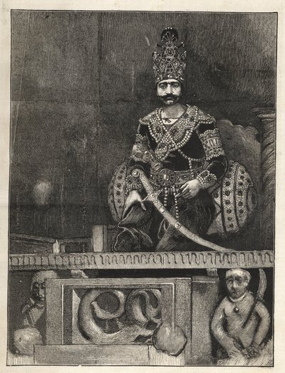 Portret van Nasser Ed Din (1831-1896), sjah van Perzië (Iran). Ook wel Nasseredin Shah, Nasserer-al-Din Shah Qajar, Nasser al-Din Shah Qajar, Nassiruddin Shah genoemd - (1831-1896) - 1873 door Unknown artist