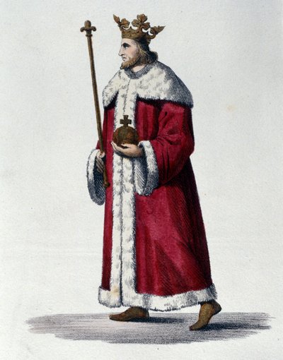Portret van Pepijn III bekend als Pepijn de Korte, koning van Frankrijk. door Unknown artist