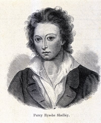 Portret van Percy Bysshe Shelley, Britse dichter (1792-1822) door Unknown artist
