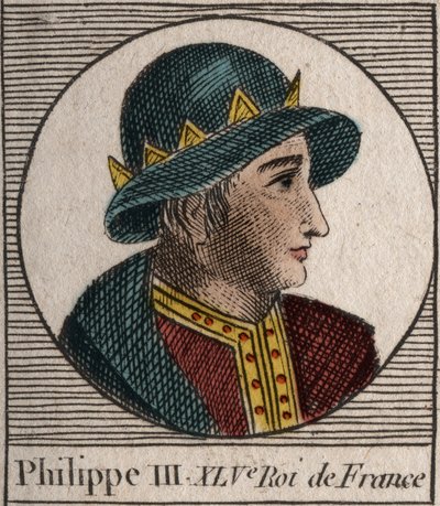 Portret van Filips III van Frankrijk, genaamd Filips de Stoute (1245-1285) (gravure uit 