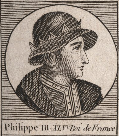 Portret van Filips III van Frankrijk, genaamd Filips de Stoute (1245-1285) (gravure uit 