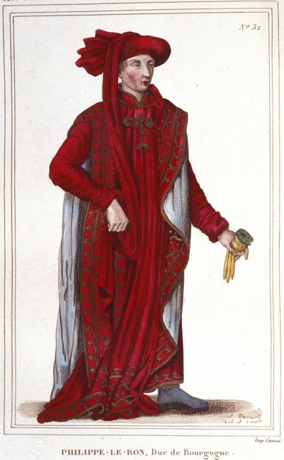 Portret van Filips III de Goede (1396-1467), Hertog van Bourgondië gravure uit 1830 door Unknown artist