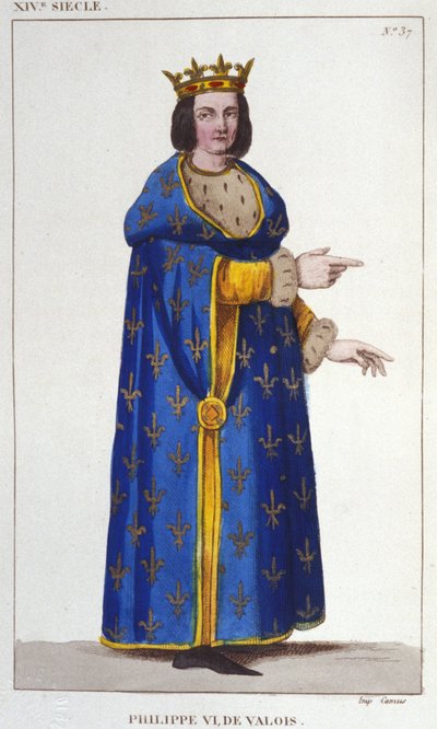Portret van Filips VI van Valois (1293-1350) koning van Frankrijk. Gravure uit 1830 door Unknown artist