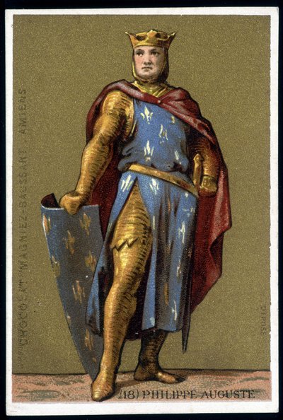 Portret van Philippe Auguste in gevechtspak - chromo, eind 19e eeuw door Unknown artist