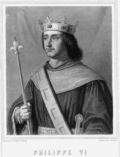 Portret van Philippe VI de Valois, koning van Frankrijk - in "Histoire des Français" door Lavallée, gravure, sd door Unknown artist