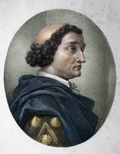 Portret van Philippe de Commines (Comynes of Comines) (1447-1511), Franse kroniekschrijver. Gravure uit de 19e eeuw door Unknown artist