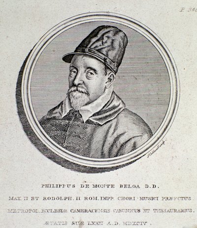 Portret van Philippe de Monte (gravure) door Unknown artist