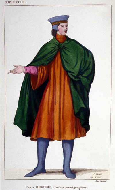 Portret van Pierre Rogiers, jongleur en troubadour van de 12e eeuw. door Unknown artist