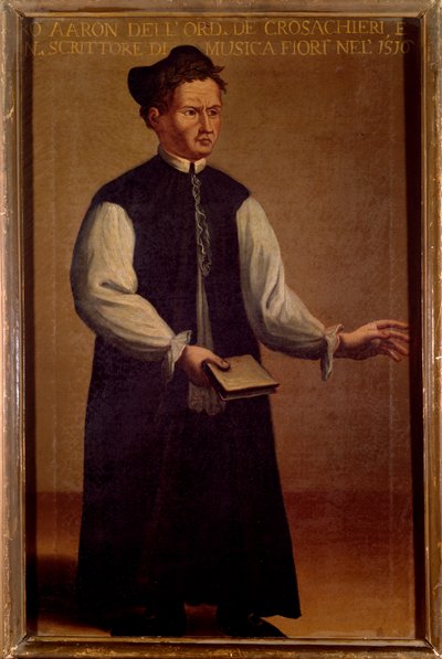 Portret van Pietro Aaron (Aron) (1489-1545), theoreticus van de Italiaanse muziek. Anoniem schilderij. 16e eeuw. Bologna, Civico museo Bibliografico door Unknown artist