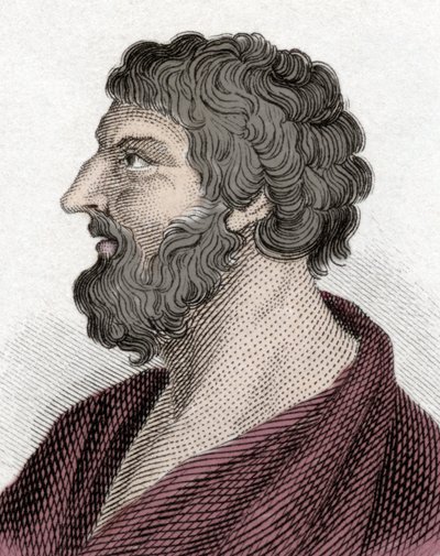 Portret van Pittacos van Mytilene, Griekse staatsman (650-570 v.Chr.) (gravure) door Unknown artist